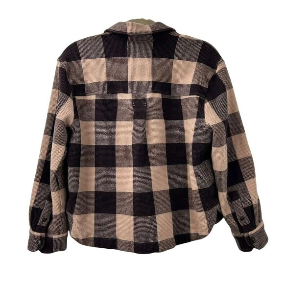 Madewell Women's Medium Waffle Half-Zip Popover Pink Plaid Long Sleeve Shirt - Picture 11 of 16